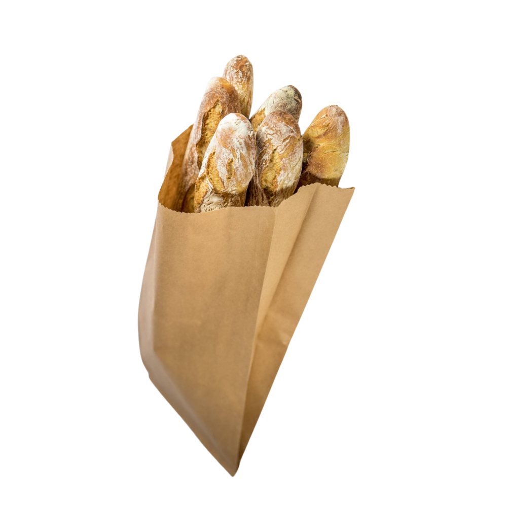 Bolsas de papel kraft para pan, bollos y baguettes