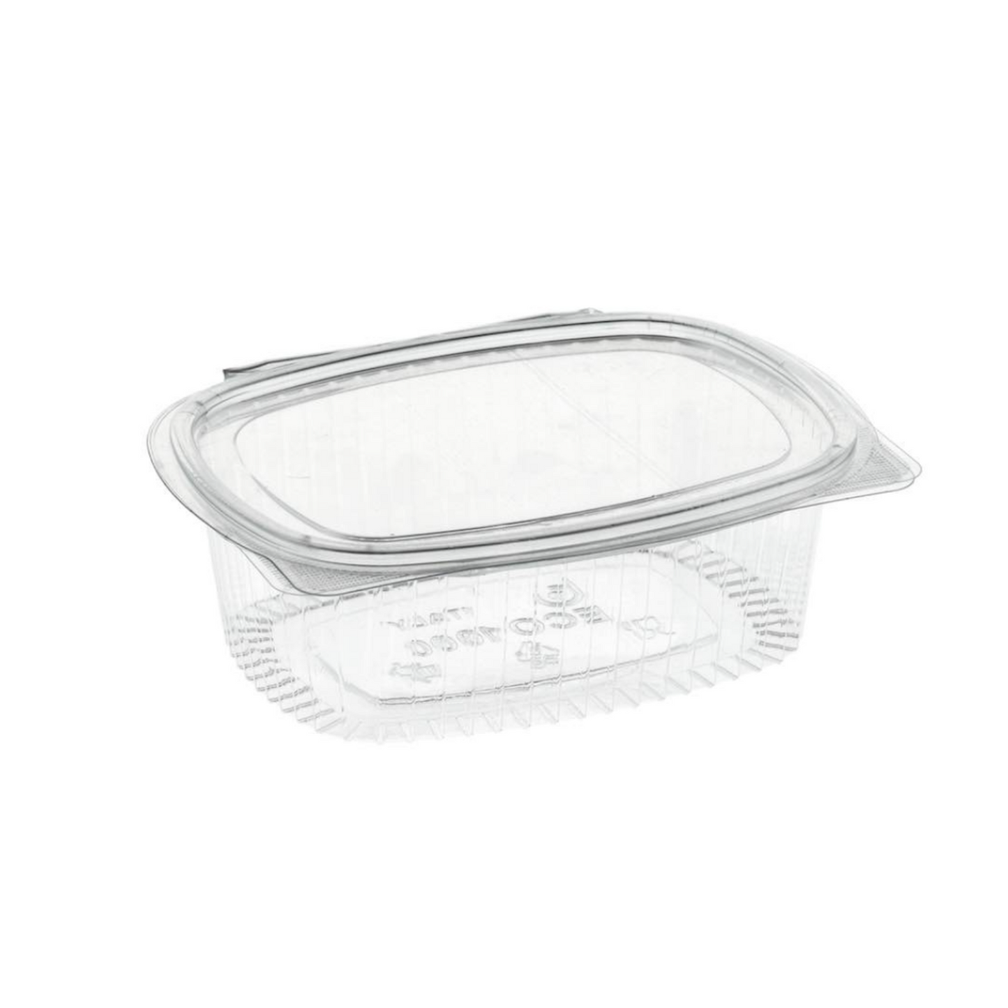 50pcs Bandejas de comida cuadradas transparentes con tapa abatible en PET